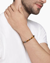 Spiritual Beads Bracelet in Sterling Silver with Tiger’s Eye and Pavé Cognac Diamonds, 6mm